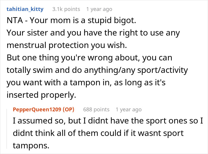 14-Year-Old Wants To Go Swimming During Her Period, So Her Sister Teaches Her How Tampons Work, Christian Mother Goes Ballistic