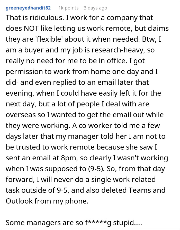 Boss Doesn't Allow Employees To Work From Home Under Any Circumstances, So They Make Sure They Can't Be Reached Out Of Office Boss Doesn't Allow Employees To Work From Home Under Any Circumstances, So They Make Sure They Can't Be Reached Out Of Office
