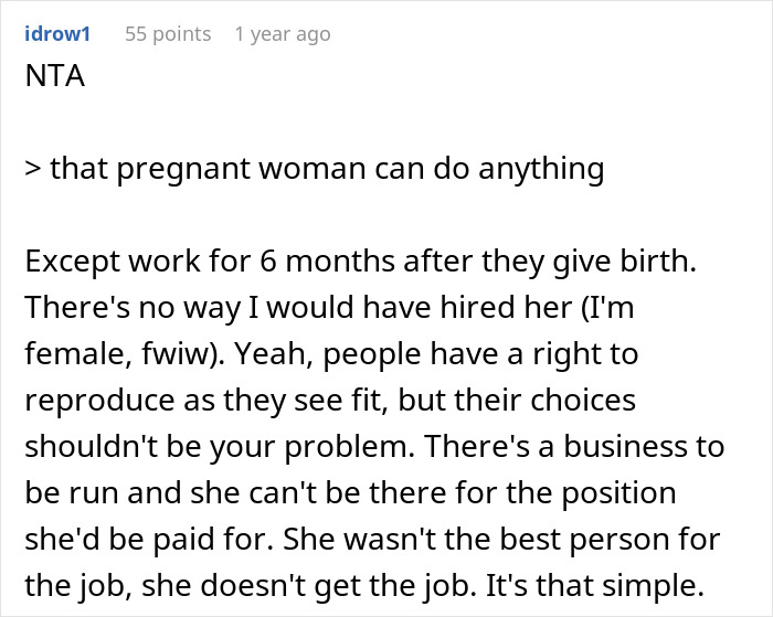 "The Decision Is Perfectly Legal": HR Rejects Candidate Because She's 7 Months Pregnant