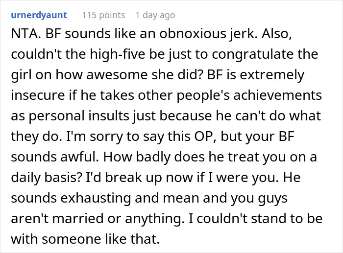 Man Gives His Girlfriend The Silent Treatment After She High-Fives A Woman At The Gym Who 'Humiliated' Him