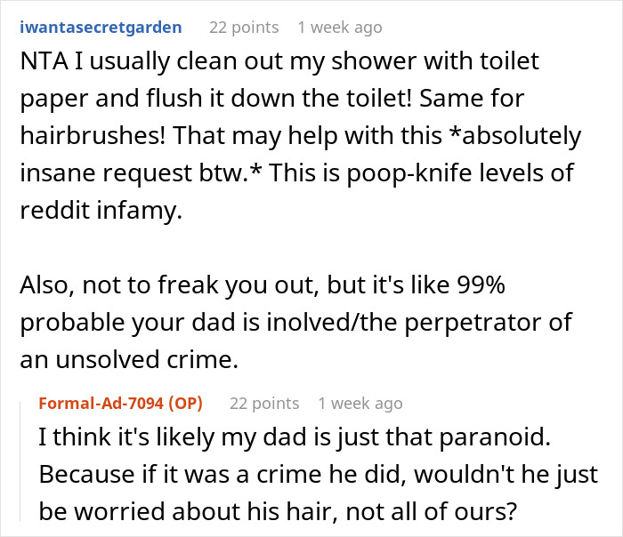 Dad Finds Daughter's Hair In The Trash Instead Of In A Designated Drawer, Gets Upset She's Putting Herself In Danger