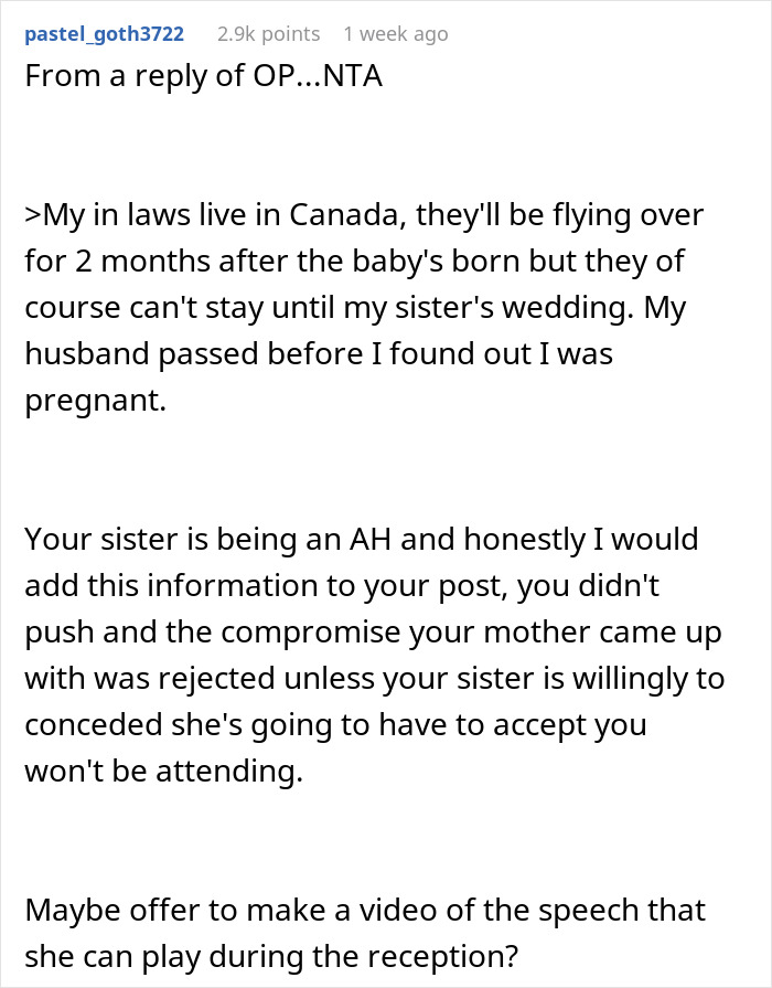 Woman Is Told She Can't Bring Her Newborn To Sister's Childfree Wedding, Decides Not To Go And Drama Ensues