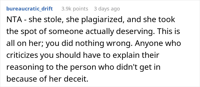 &ldquo;[Am I The Jerk] For Snitching And Causing My Friend To Lose Her Scholarship/Dream College Acceptance?&rdquo;