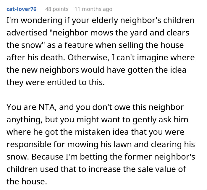 Entitled Newcomer Expects Neighbor To Shovel Their Driveway, Blames Him For Missing Work Due To Snow Entitled Newcomer Expects Neighbor To Shovel Their Driveway, Blames Him For Missing Work Due To Snow