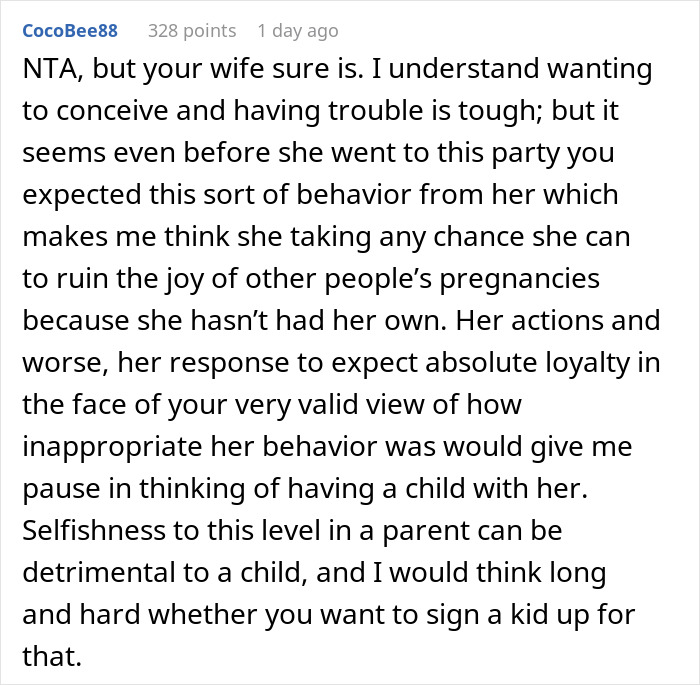 Man Asks If He's A Jerk For Calling Out Wife After She Ruined Her Friend's Baby Shower Man Asks If He's A Jerk For Calling Out Wife After She Ruined Her Friend's Baby Shower