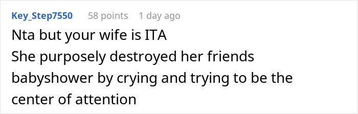 Man Asks If He's A Jerk For Calling Out Wife After She Ruined Her Friend's Baby Shower Man Asks If He's A Jerk For Calling Out Wife After She Ruined Her Friend's Baby Shower