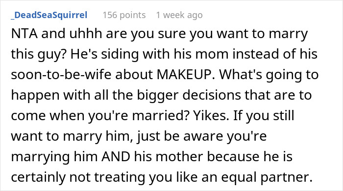 Bride-To-Be&rsquo;s 'Monster-In-Law' Won&rsquo;t Allow Her To Wear The Makeup She Wants And Her Future Husband Is On His Mother&rsquo;s Side