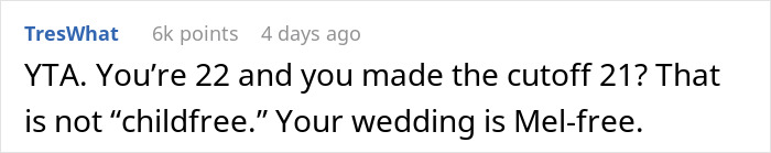 Bride Asks If She's A Jerk To Exclude Her Friend Who's 2 Years Younger From Her "Childfree Wedding", Gets A Reality Check