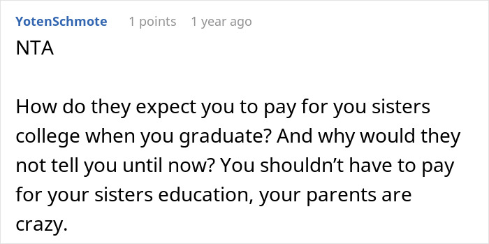 &ldquo;They Then Called Me A Jerk&rdquo;: Person Refuses Parents&rsquo; Request To Pay For Their Sister&rsquo;s College Tuition And Fees