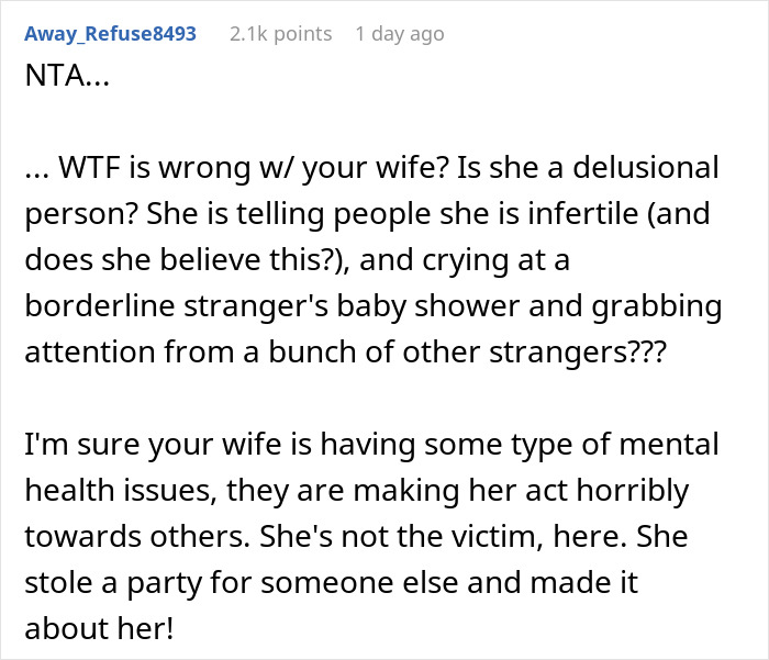 Man Asks If He's A Jerk For Calling Out Wife After She Ruined Her Friend's Baby Shower Man Asks If He's A Jerk For Calling Out Wife After She Ruined Her Friend's Baby Shower