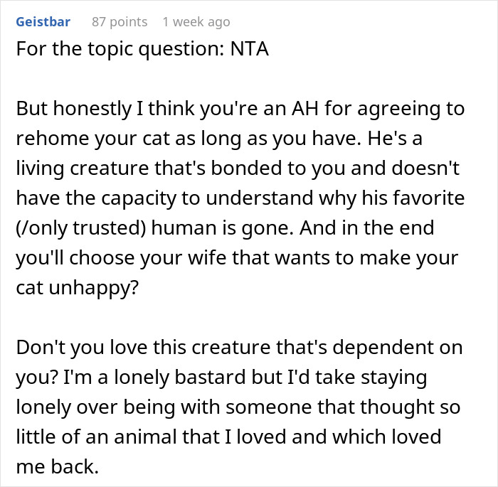 "Her Or The Cat": Man Asks For Advice After Wife Who Went Through Stillbirth Refuses To Allow His Beloved Pet Back In The House