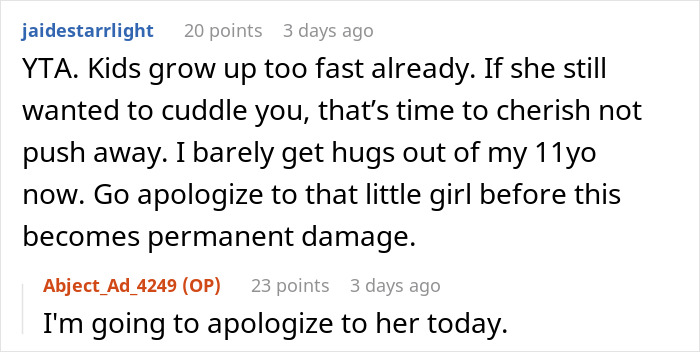 Mom Tells Her 11 Y.O. Daughter That She&rsquo;s &ldquo;Too Old&rdquo; To Cuddle, The Girl Stops Talking To Her Unless Asked