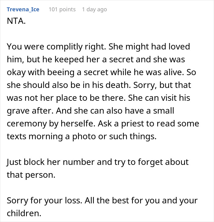 &ldquo;AITA For Not Allowing My Late Husband&rsquo;s Affair Partner To Come To His Funeral?&rdquo;
