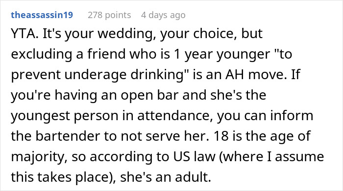 Bride Asks If She's A Jerk To Exclude Her Friend Who's 2 Years Younger From Her "Childfree Wedding", Gets A Reality Check