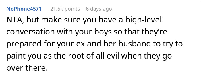&ldquo;AITA For Telling My Ex-Wife I Don&rsquo;t Care If She And Her Family Starve, That I Am Just Responsible For Our Sons?&rdquo;