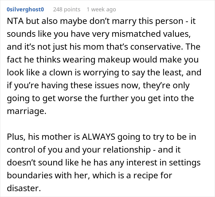 Bride-To-Be&rsquo;s 'Monster-In-Law' Won&rsquo;t Allow Her To Wear The Makeup She Wants And Her Future Husband Is On His Mother&rsquo;s Side