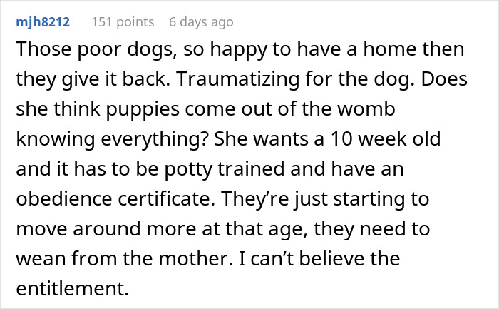 Woman Who Has Tried 5 Puppies Says Every Single One &lsquo;Failed&rsquo;, And People Can See Why After She Posts Her Delusional Requirements