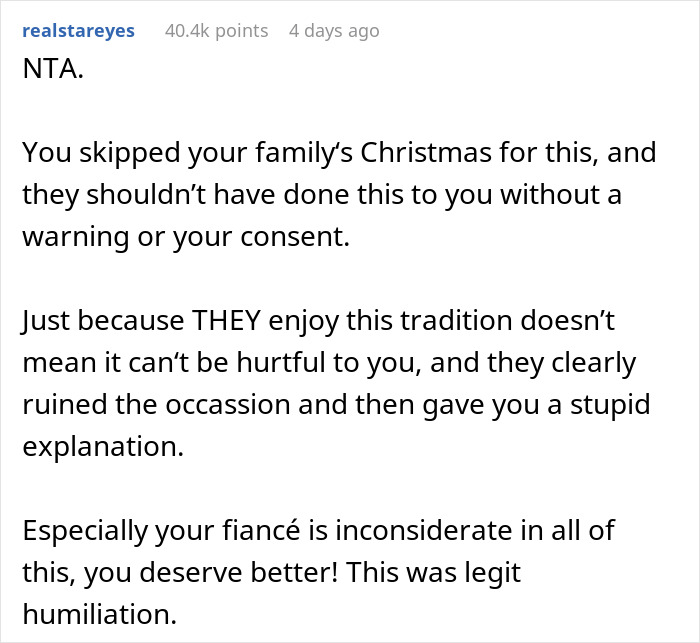 Person Goes To Celebrate Christmas With Fianc&eacute;'s Family For The First Time, Loses It After Getting 18 Pieces Of Coal As Gifts