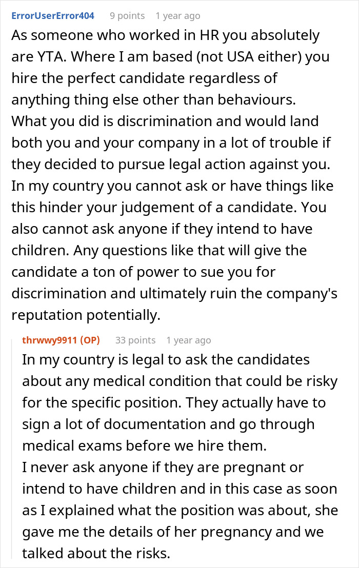 "The Decision Is Perfectly Legal": HR Rejects Candidate Because She's 7 Months Pregnant
