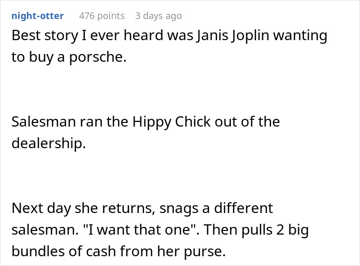 Salesperson Judges A Customer By His Appearance And Ignores Him, Gets Left Without A Commission