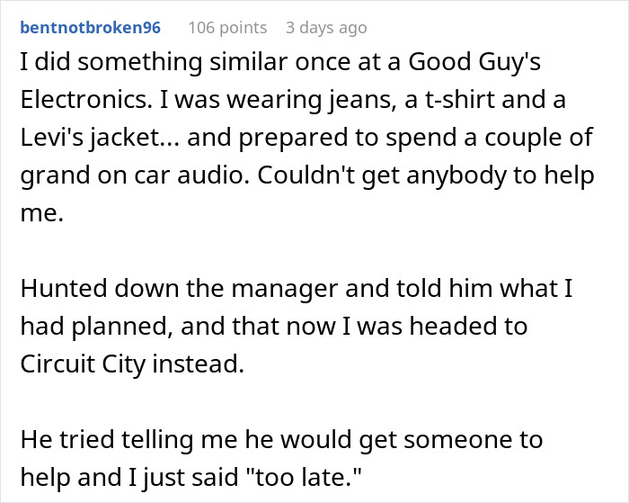 Salesperson Judges A Customer By His Appearance And Ignores Him, Gets Left Without A Commission