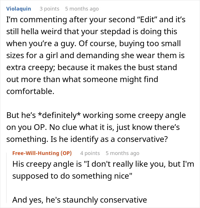 Man Complains Stepson Never Wears The Clothes He Buys Him Despite Him Saying They're Always Too Small, So Stepson Surprises Him On His Birthday Man Complains Stepson Never Wears The Clothes He Buys Him Despite Him Saying They're Always Too Small, So Stepson Surprises Him On His Birthday