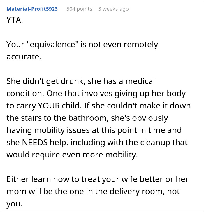 Man Asks If He Was Wrong Not To Help His Wife After She Had 'An Accident', Gets A Reality Check