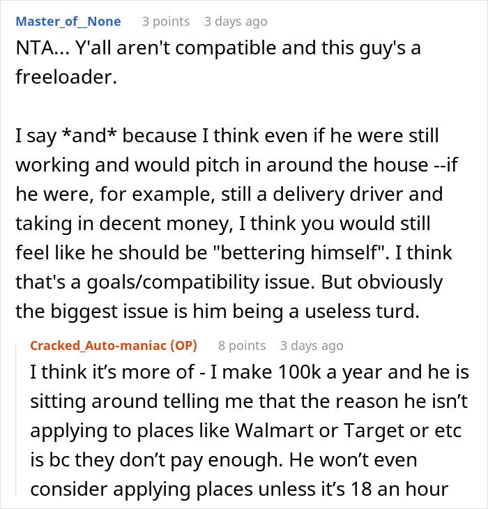 Woman Asks If She's Wrong For Not Allowing Her Unemployed And Homeless Boyfriend To Move In With Her