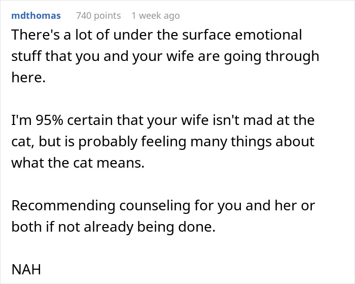 "Her Or The Cat": Man Asks For Advice After Wife Who Went Through Stillbirth Refuses To Allow His Beloved Pet Back In The House