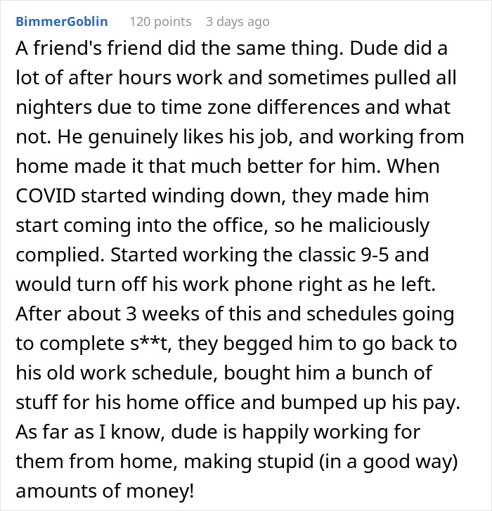 Boss Doesn't Allow Employees To Work From Home Under Any Circumstances, So They Make Sure They Can't Be Reached Out Of Office Boss Doesn't Allow Employees To Work From Home Under Any Circumstances, So They Make Sure They Can't Be Reached Out Of Office