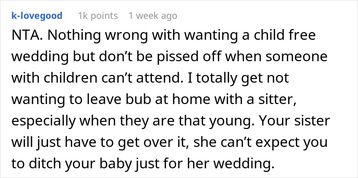 Woman Is Told She Can't Bring Her Newborn To Sister's Childfree Wedding, Decides Not To Go And Drama Ensues