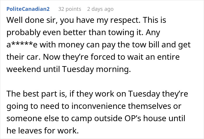 Guy Serves Refreshing Revenge After Someone Parks In His Driveway, Blocks Them In And Then Opens Up A Beer