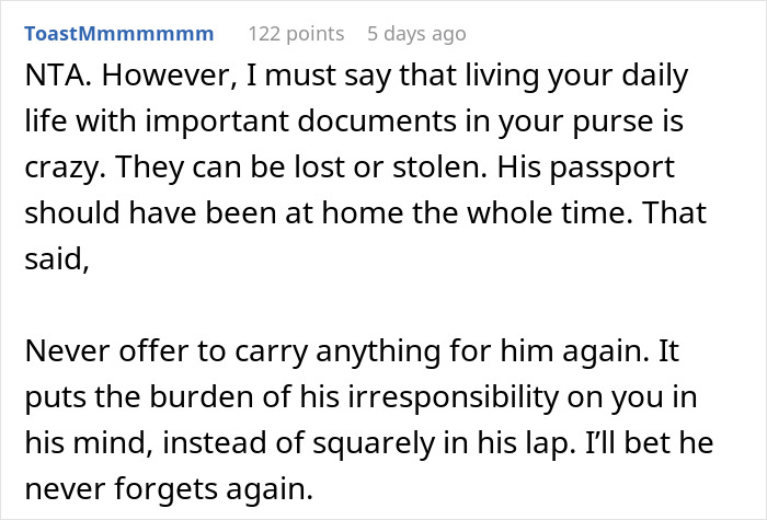 Person Boards Flight Without Their Boyfriend After He Forgets His Passport, Despite Being Reminded, And Blames It On Them