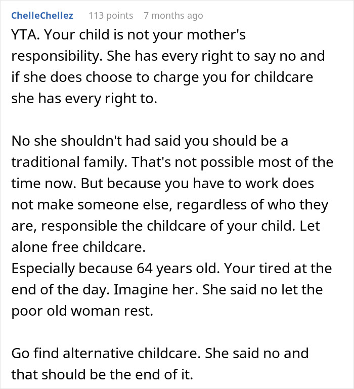 Retired Mom Refuses To Babysit Daughter's Newborn For Free, Daughter Turns To The Internet For Support But Gets A Reality Check Instead Retired Mom Refuses To Babysit Daughter's Newborn For Free, Daughter Turns To The Internet For Support But Gets A Reality Check Instead