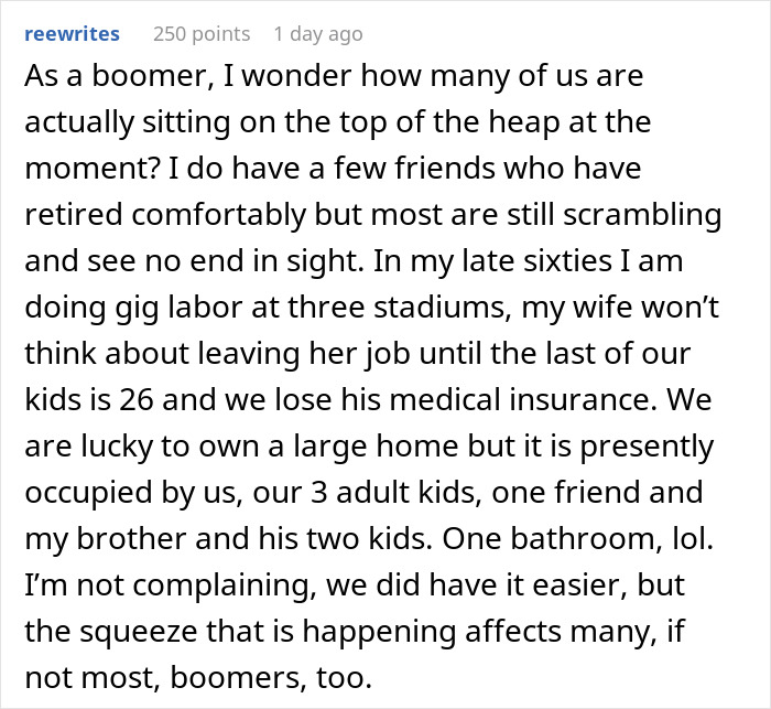 Person Asks "Do Boomers Really Think They&rsquo;re Going To Sit Back And Retire While We Become Indentured Servants?" And People's Opinions Are Split