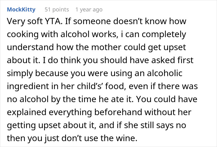 Mom Livid At Finding Out Colleague's Pasta Sauce Recipe Contained Wine As She Served It While Babysitting Her 8 Y.O. Kid Mom Livid At Finding Out Colleague's Pasta Sauce Recipe Contained Wine As She Served It While Babysitting Her 8 Y.O. Kid
