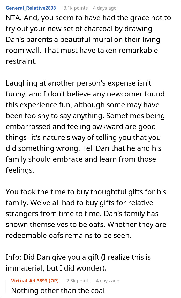 Person Goes To Celebrate Christmas With Fianc&eacute;'s Family For The First Time, Loses It After Getting 18 Pieces Of Coal As Gifts