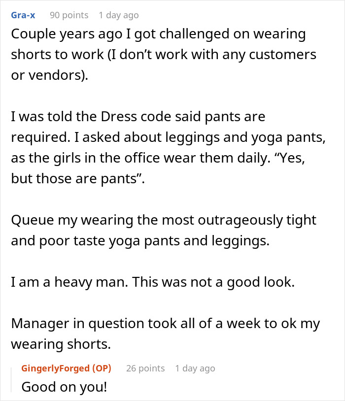 Guy Shows Up Wearing Flared Yoga Pants To Defend His Female Coworkers From New Manager Guy Shows Up Wearing Flared Yoga Pants To Defend His Female Coworkers From New Manager