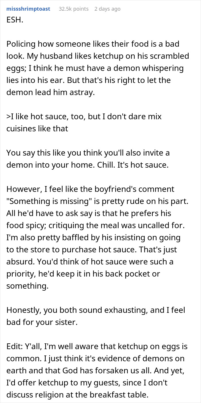 Guy Doesn't Allow Sister's BF To Ruin His Italian Dish With Asian Hot Sauce, Drama Ensues