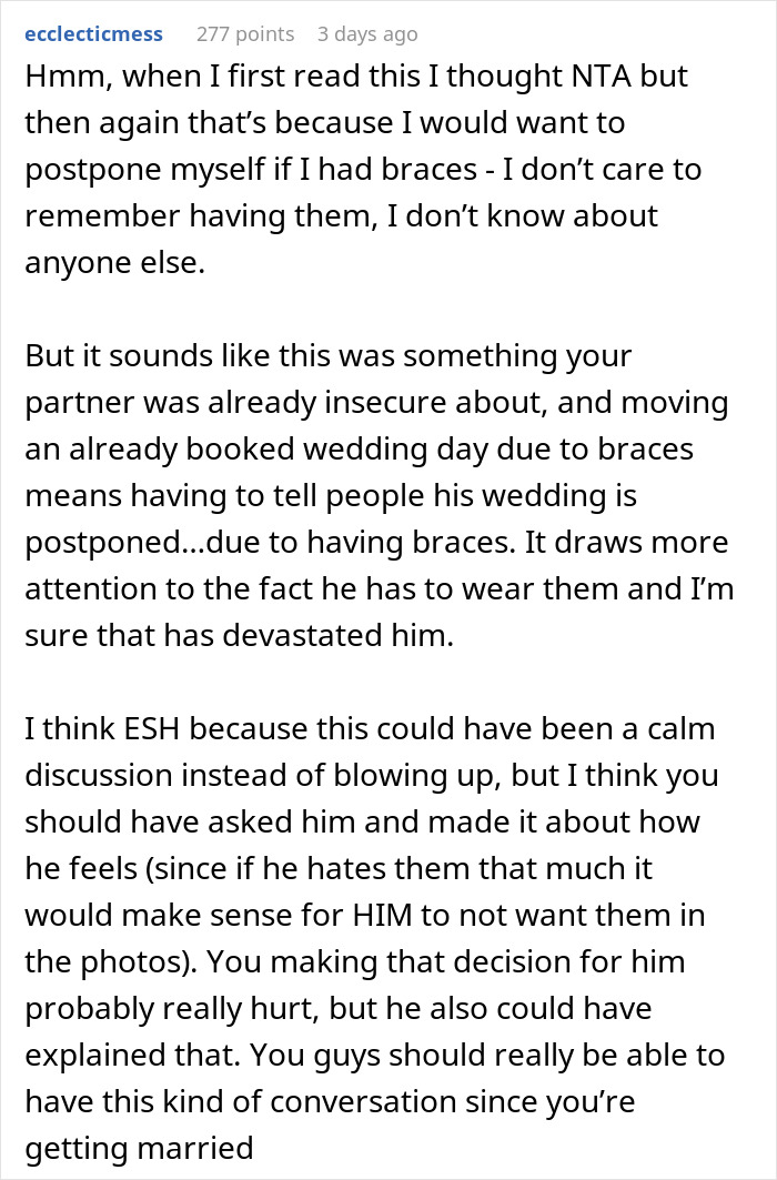 Bride Suggests Postponing Her Wedding Because Of Fianc&eacute;'s Braces, He Says They Should Cancel It Altogether