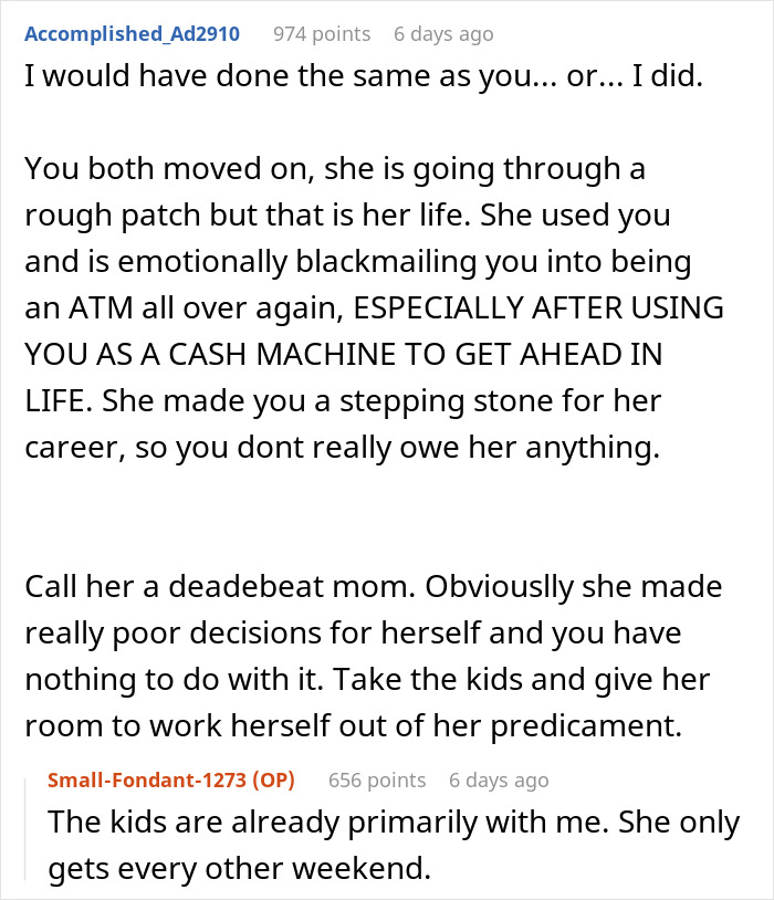 &ldquo;AITA For Telling My Ex-Wife I Don&rsquo;t Care If She And Her Family Starve, That I Am Just Responsible For Our Sons?&rdquo;