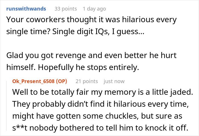 Man Is Fed Up With Coworker Kicking The Bucket He Sits On Out From Under His Butt, Fills It With Nuts And Bolts, Cuts The Bottom Off, And Observes The Chaos
