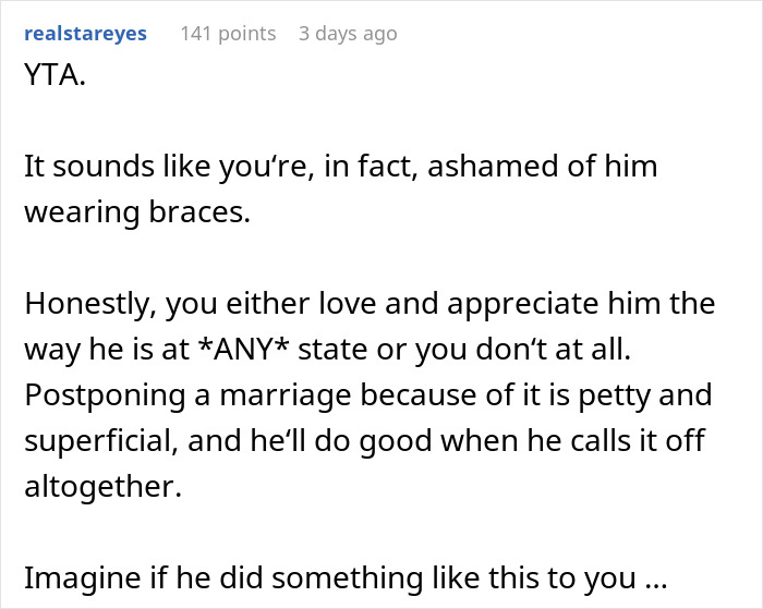 Bride Suggests Postponing Her Wedding Because Of Fianc&eacute;'s Braces, He Says They Should Cancel It Altogether