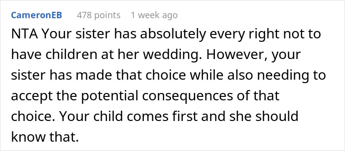 Woman Is Told She Can't Bring Her Newborn To Sister's Childfree Wedding, Decides Not To Go And Drama Ensues