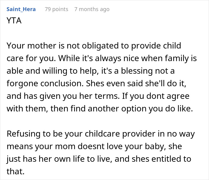 Retired Mom Refuses To Babysit Daughter's Newborn For Free, Daughter Turns To The Internet For Support But Gets A Reality Check Instead Retired Mom Refuses To Babysit Daughter's Newborn For Free, Daughter Turns To The Internet For Support But Gets A Reality Check Instead