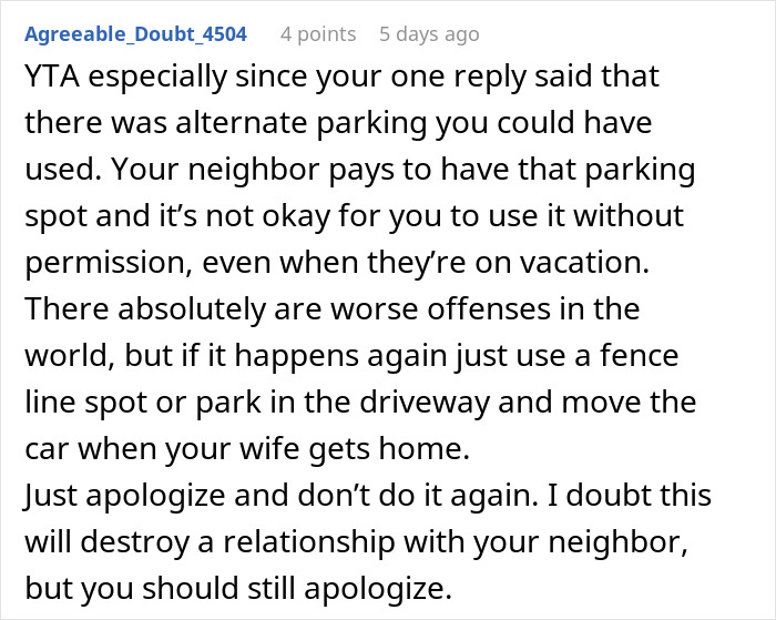 Person Doesn&rsquo;t See A Problem With Briefly Using Their Neighbors&rsquo; Driveway While They&rsquo;re Away On Holiday