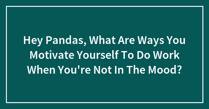 Hey Pandas, What Are Ways You Motivate Yourself To Do Work When You’re Not In The Mood? (Closed)