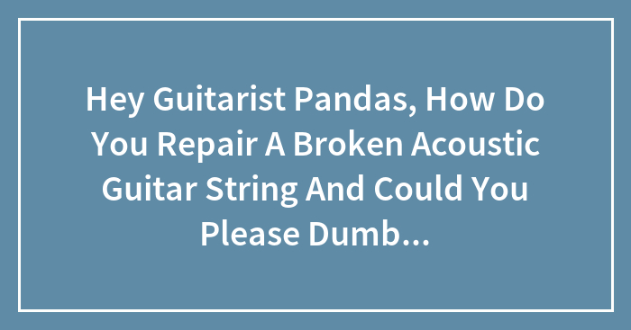 Hey Guitarist Pandas, How Do You Repair A Broken Acoustic Guitar String And Could You Please Dumb It Down As Much As Possible For Me :,)