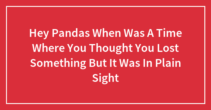 Hey Pandas When Was A Time Where You Thought You Lost Something But It Was In Plain Sight