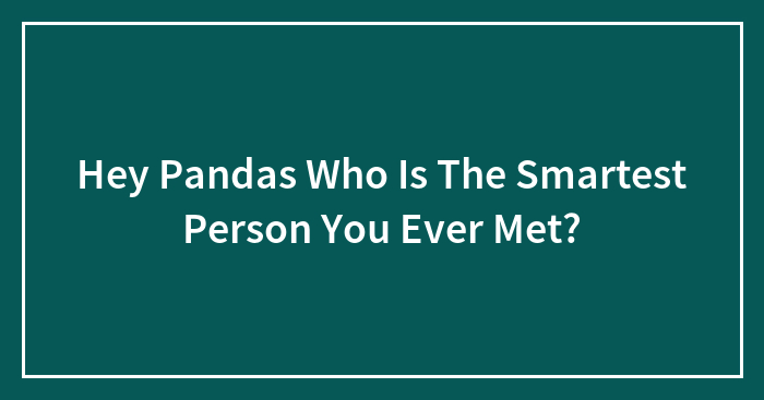 Hey Pandas Who Is The Smartest Person You Ever Met?